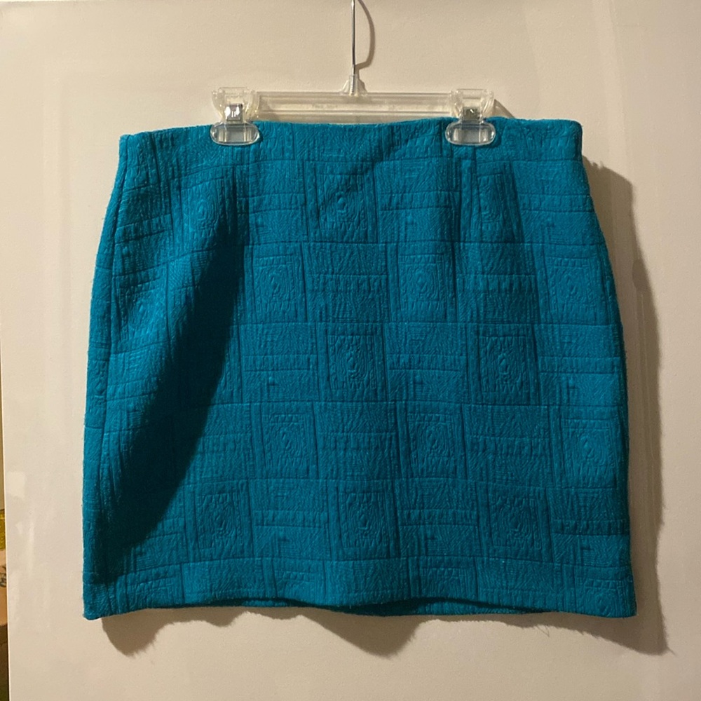 Forever 21 Blue Aztec embossed lined skirt